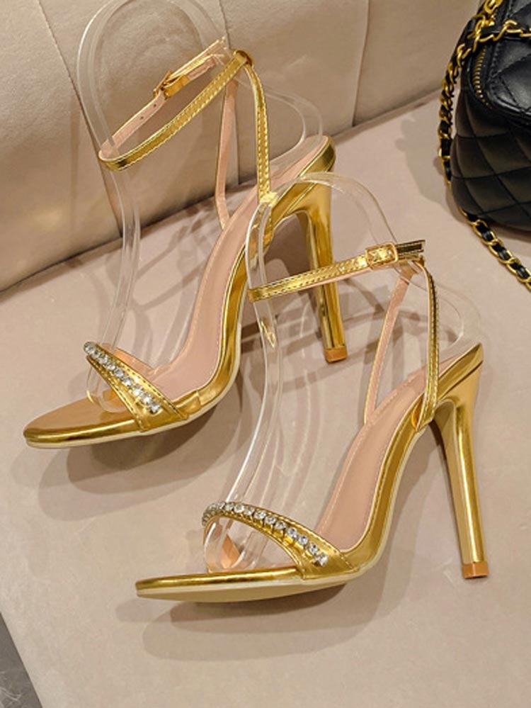 Rhinestone Ankle Strap Heels - Bold Muse Co