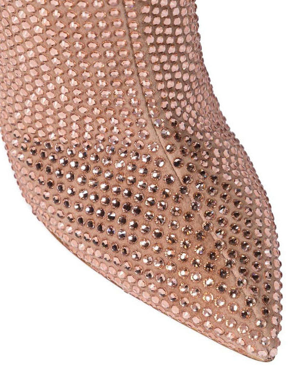 Crystal-Embellished Suede Boots - Bold Muse Co
