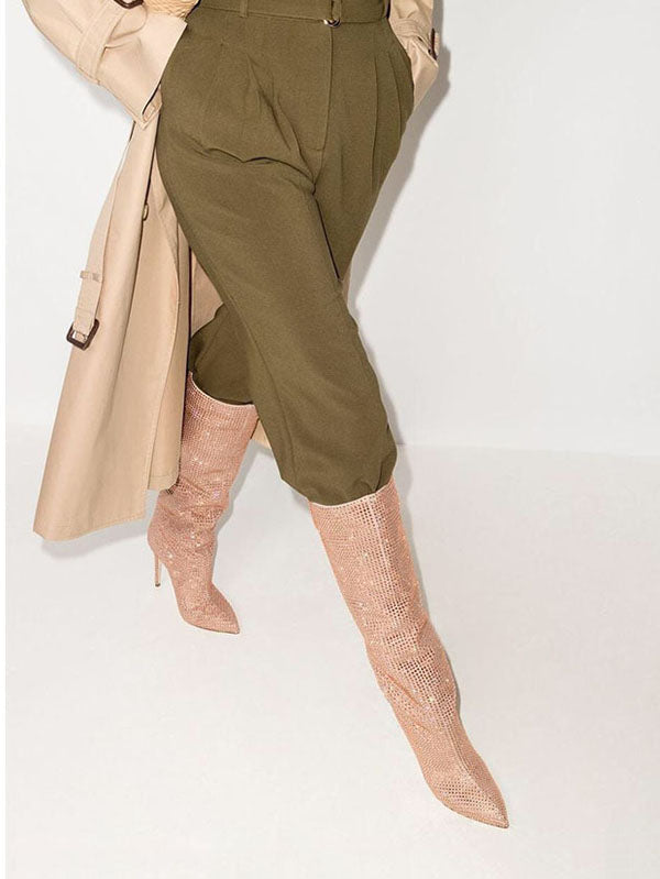 Crystal-Embellished Suede Boots - Bold Muse Co