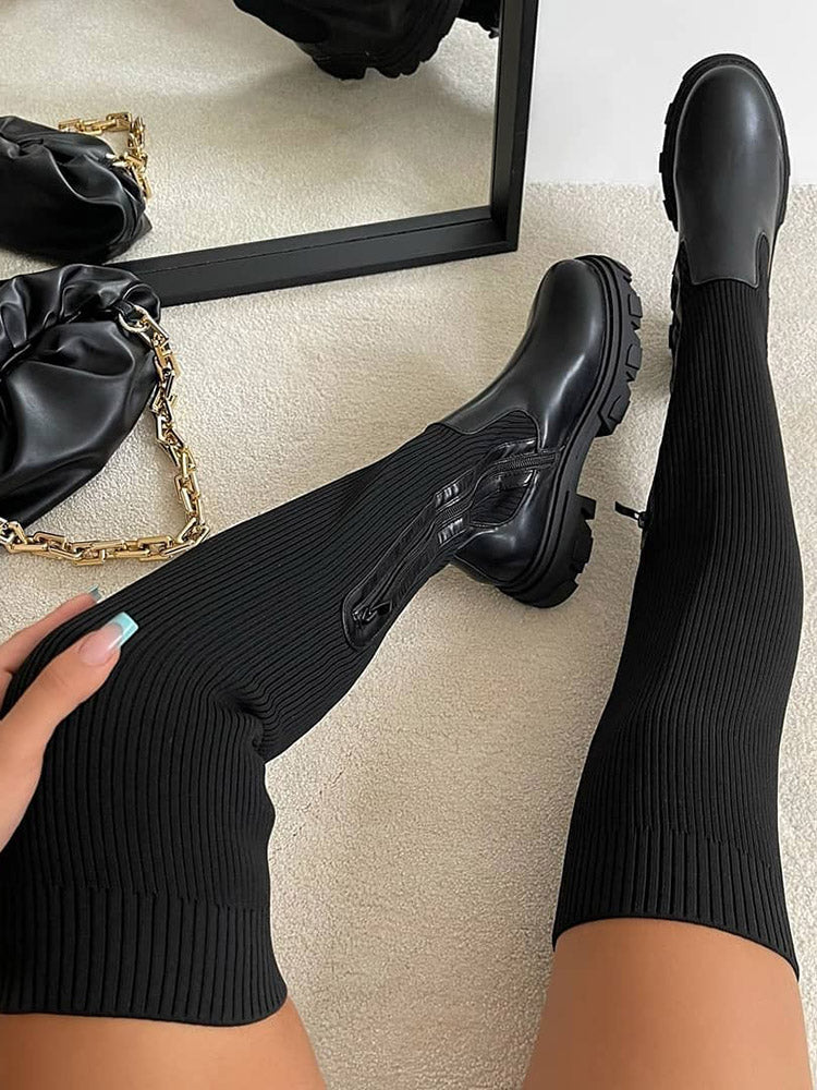 Knitted Over The Knee High Boots - Bold Muse Co
