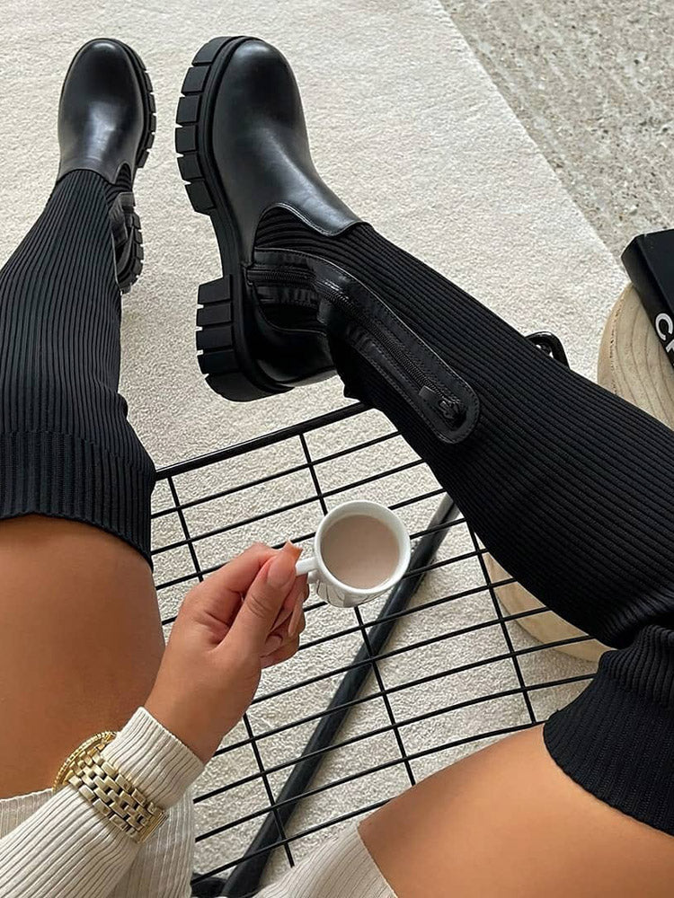 Knitted Over The Knee High Boots - Bold Muse Co