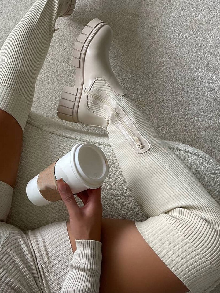 Knitted Over The Knee High Boots - Bold Muse Co