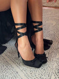 Ballet Satin Ankle Tie Pumps