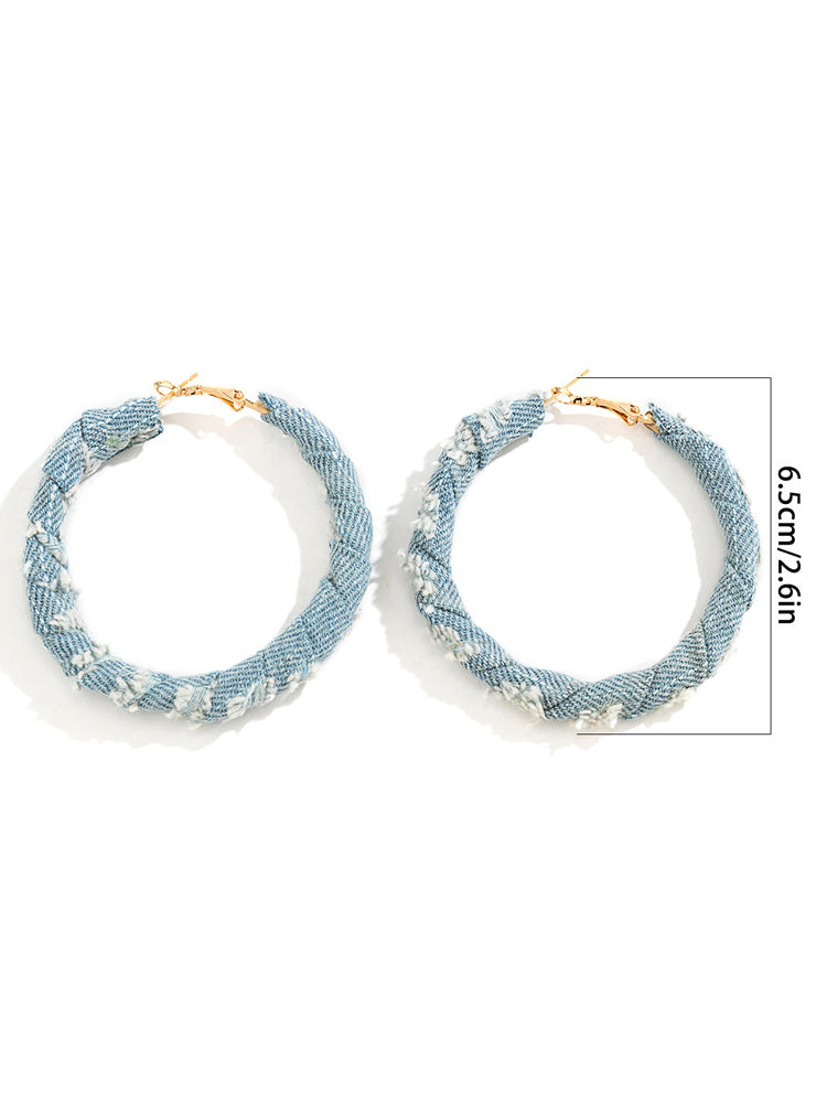 Denim Hoop Earrings - Bold Muse Co