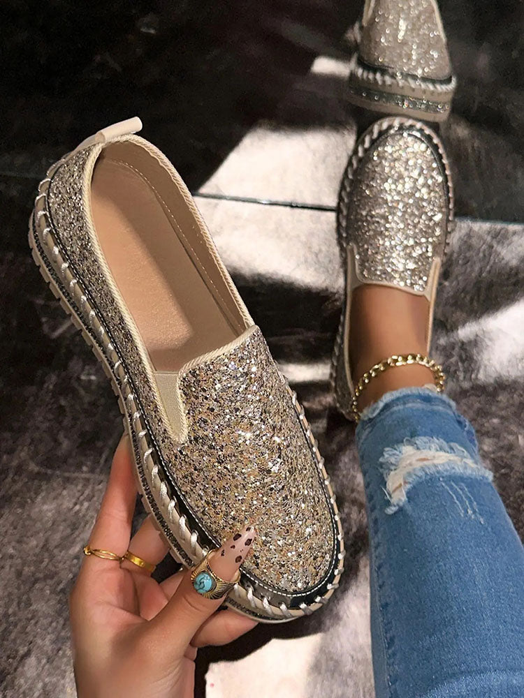 Glitter Slip-On Loafers