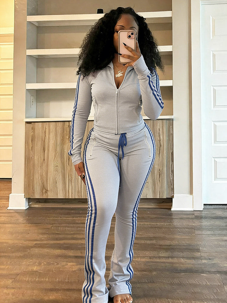 Athleisure Stripe Flare Tracksuit Set