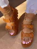 Velcro Studs Decor Thick Sole Sandals - Bold Muse Co