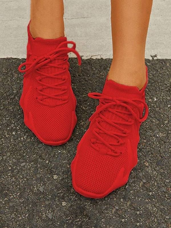 Lace-up Knit Breathable Sneakers - Bold Muse Co