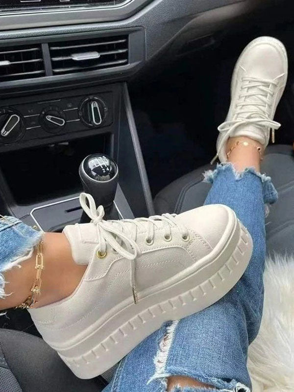 Platform Lace-up Sneakers - Bold Muse Co