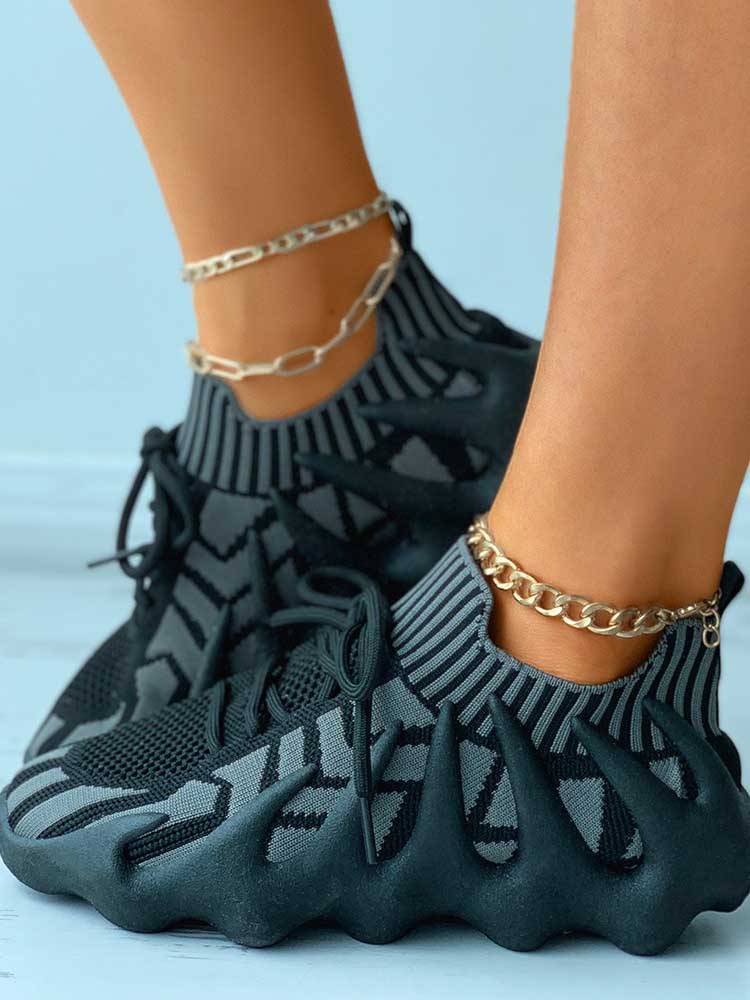 Lace-up Knit Breathable Sneakers - Bold Muse Co