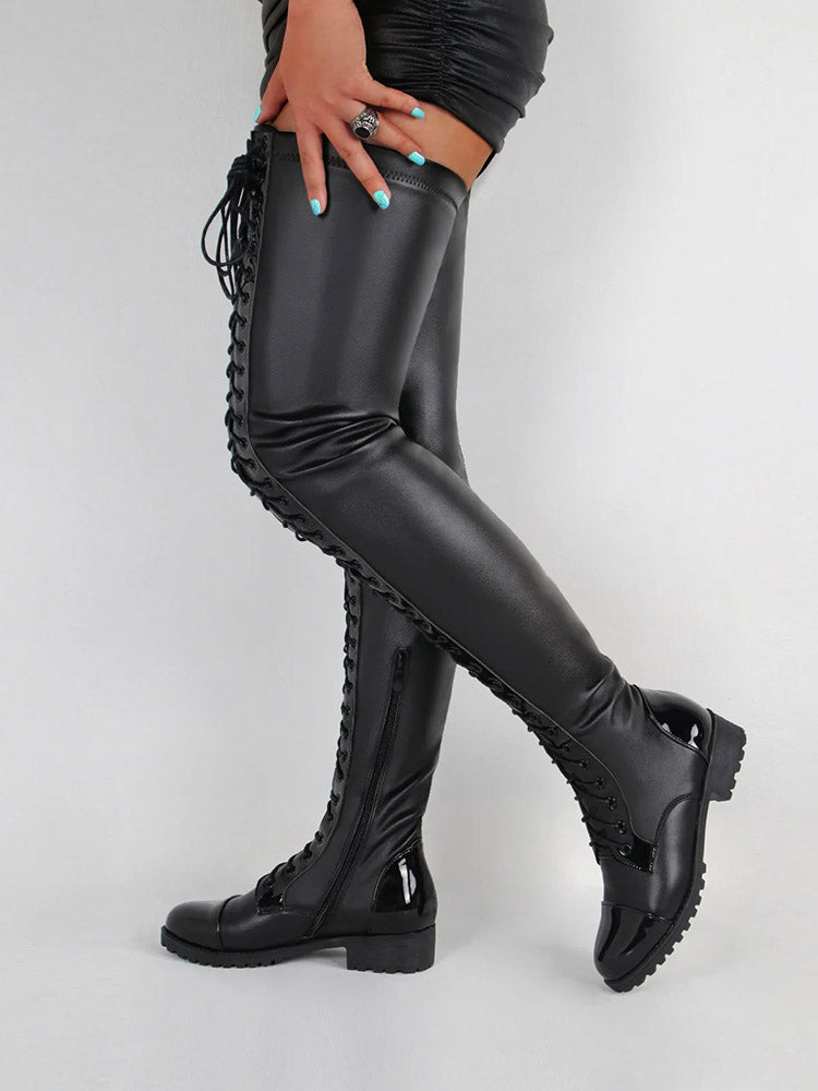 Lace Up PU Leather Boots - Bold Muse Co