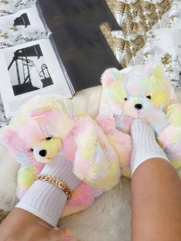 Fluffy Teddy Bear Slippers - Bold Muse Co