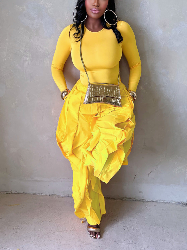 Sleek Top & Windbreaker Pleated Pants Set