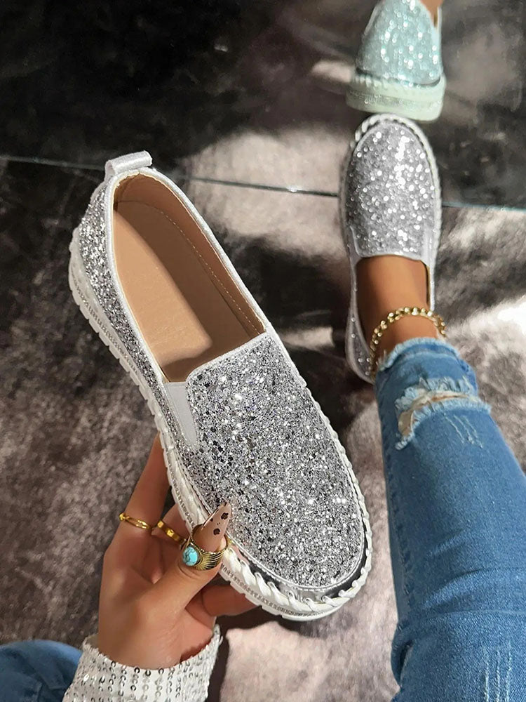 Glitter Slip-On Loafers