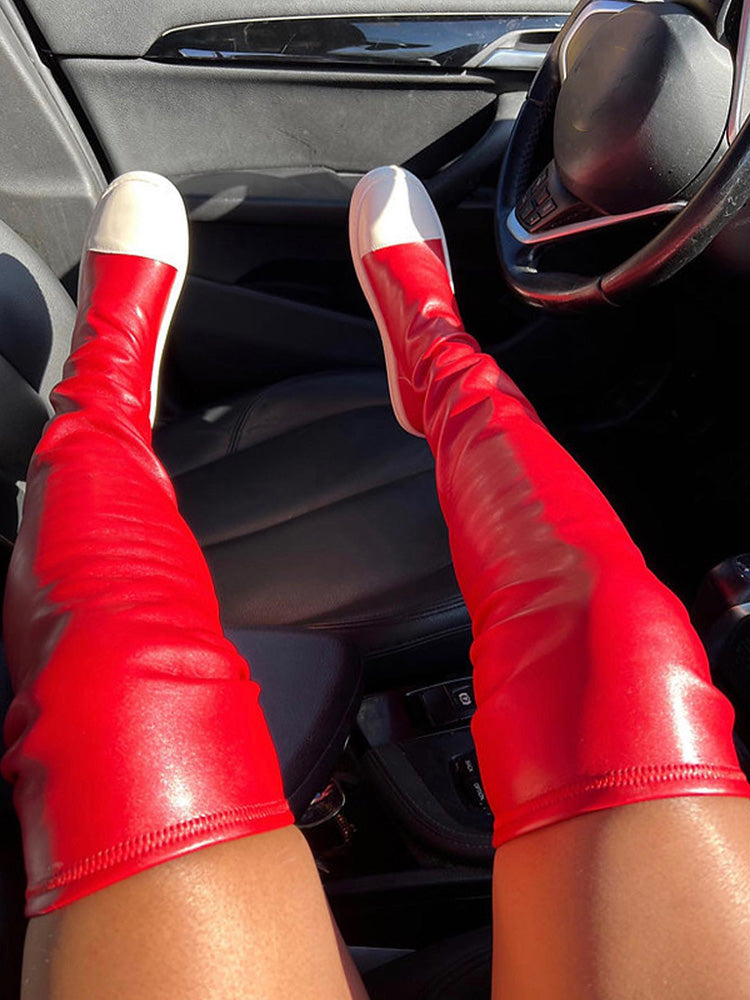 PU Leather Flat Boots - Bold Muse Co