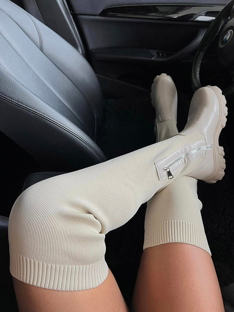 Knitted Over The Knee High Boots - Bold Muse Co
