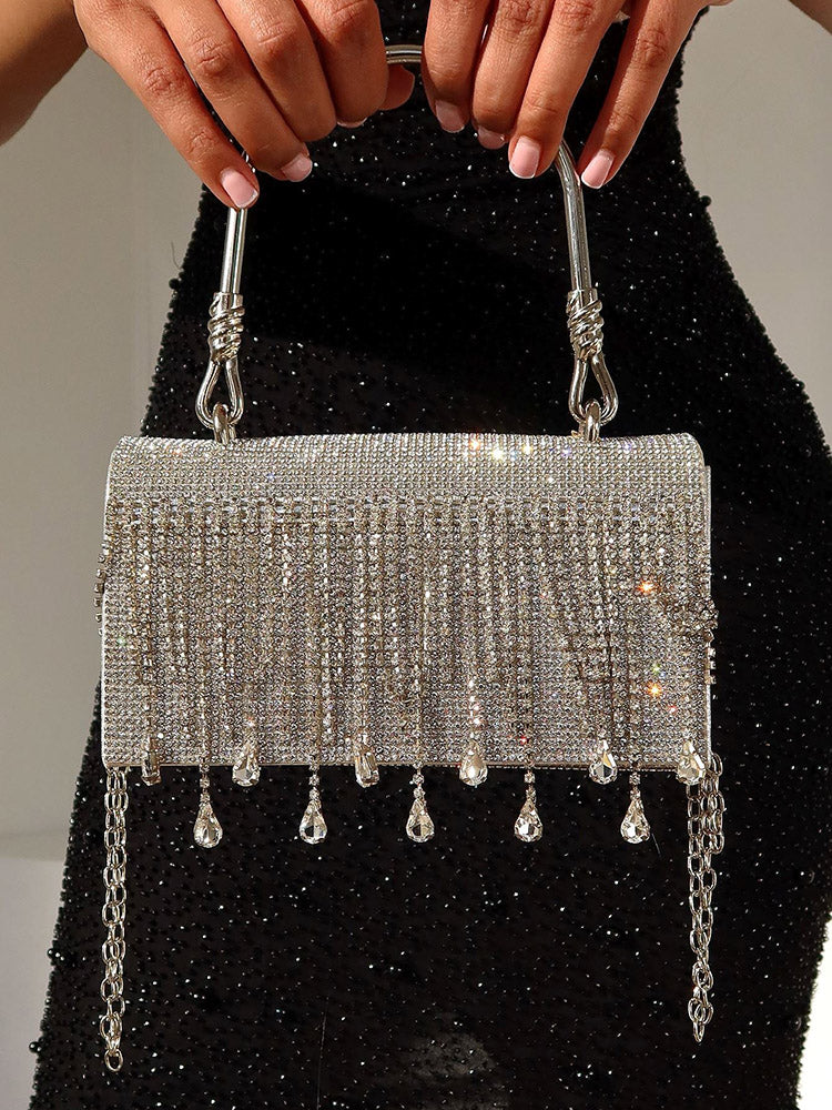 Rhinestone Fringe Clutch - Bold Muse Co