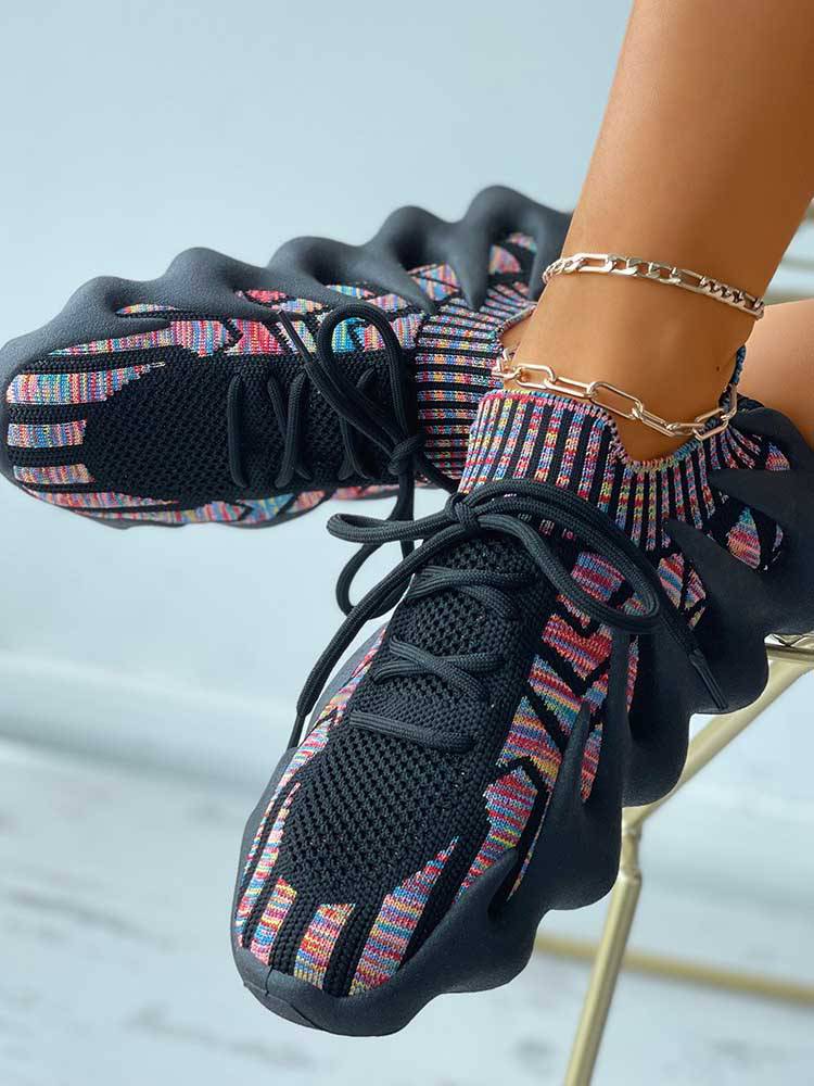 Lace-up Knit Breathable Sneakers - Bold Muse Co