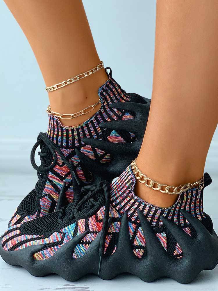 Lace-up Knit Breathable Sneakers - Bold Muse Co