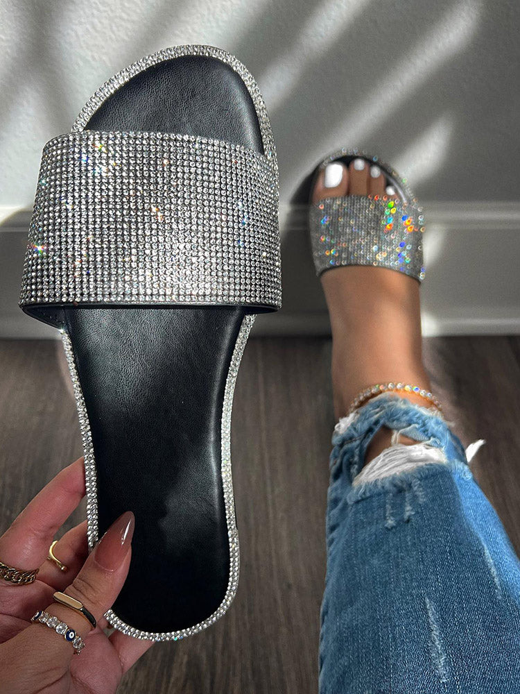 Crystal Glitter Flat Bling Slippers - Bold Muse Co