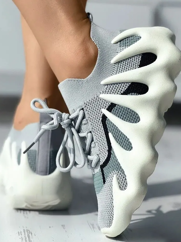 Lace-up Knit Breathable Sneakers - Bold Muse Co