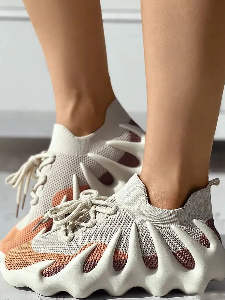 Lace-up Knit Breathable Sneakers - Bold Muse Co