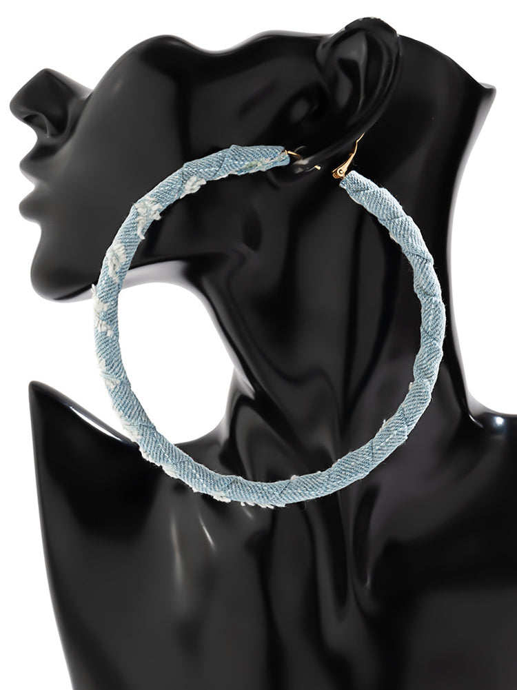 Denim Hoop Earrings - Bold Muse Co
