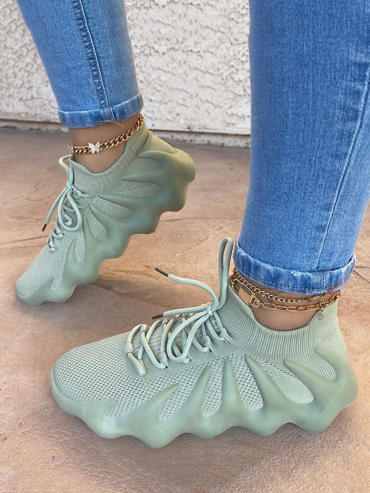 Lace-up Knit Breathable Sneakers - Bold Muse Co