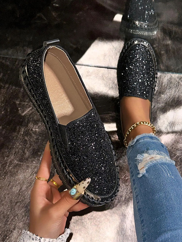 Glitter Slip-On Loafers