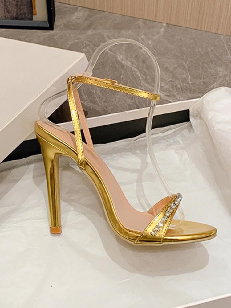 Rhinestone Ankle Strap Heels - Bold Muse Co
