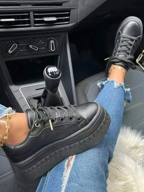 Platform Lace-up Sneakers - Bold Muse Co
