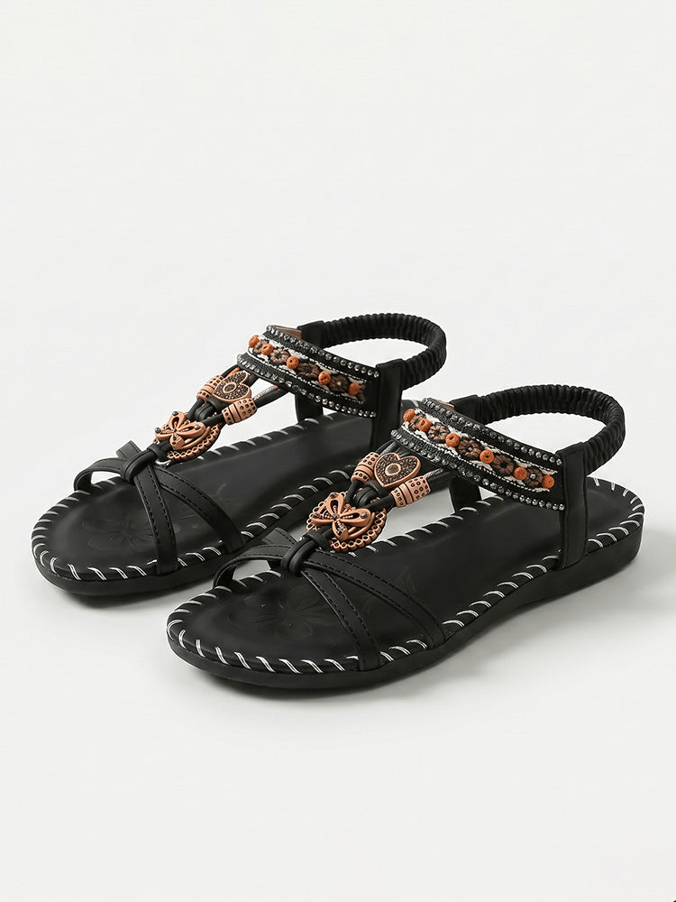 Boho Ethnic Ankle-Strap Flat Sandals