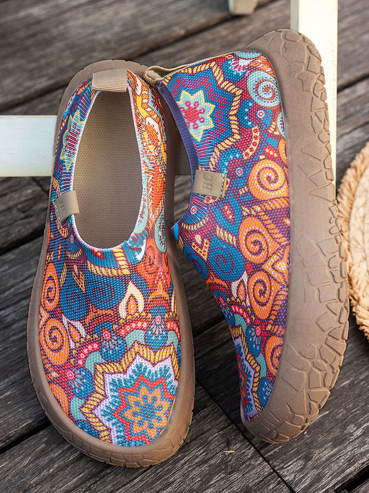 Graffiti Knit Slip-On Loafers