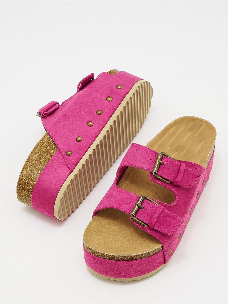 Double Buckle Strap Platform Sandals - Bold Muse Co
