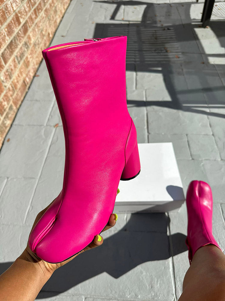 Split Toe Chunky Heel Boots - Bold Muse Co