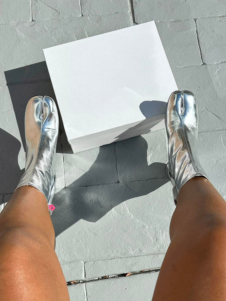 Split Toe Chunky Heel Boots - Bold Muse Co