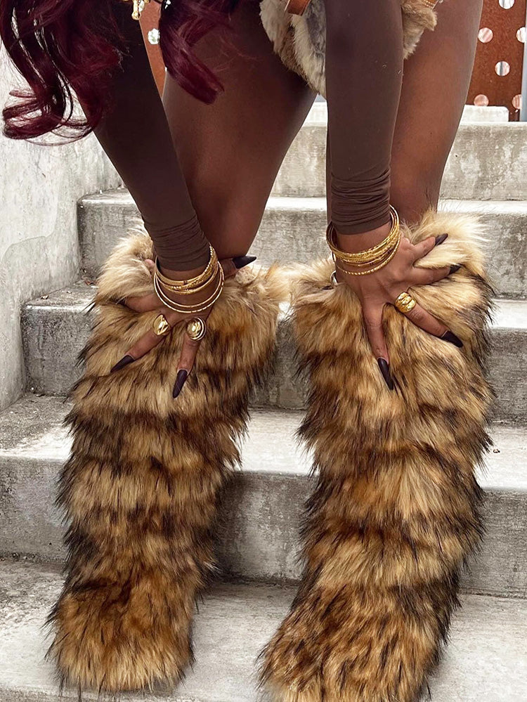 Faux Fur Statement Boots - Bold Muse Co