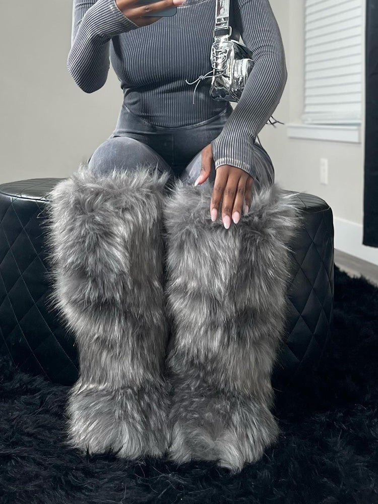 Faux Fur Statement Boots - Bold Muse Co
