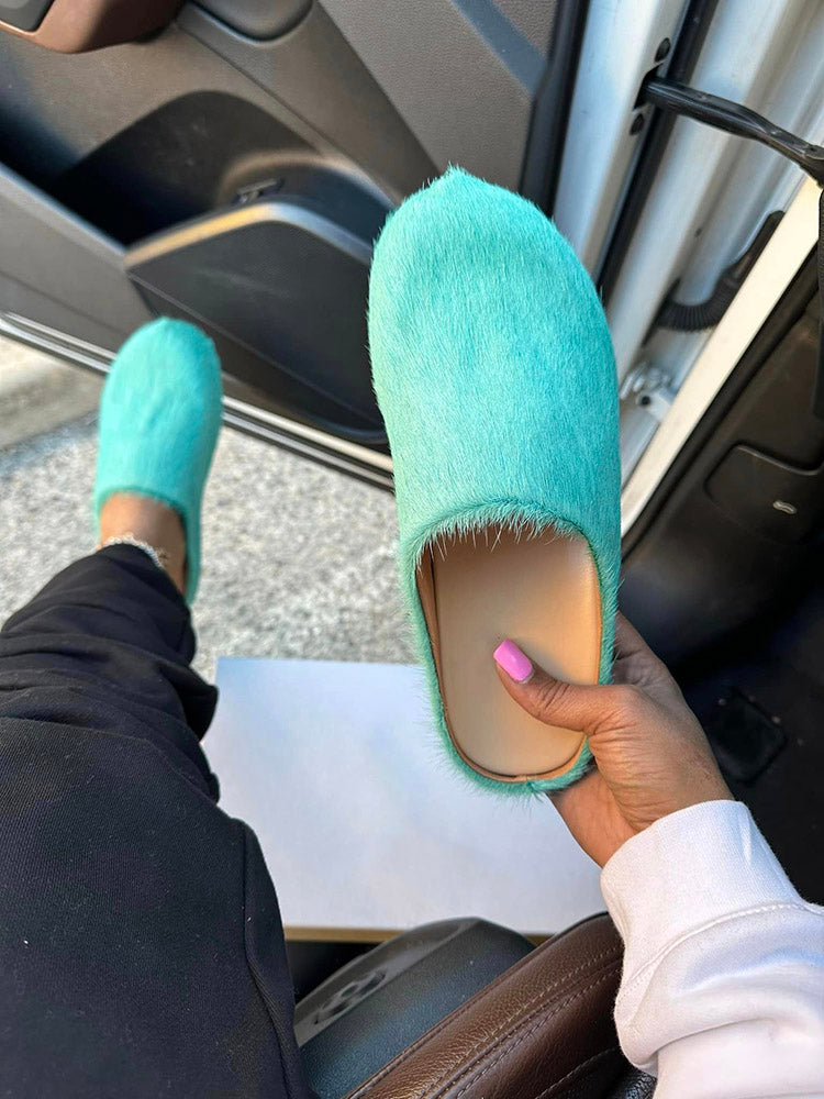 Fur Slip-On Flat Slides - Bold Muse Co