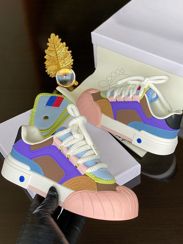 Color Contrast Rubber Toe Sneakers - Bold Muse Co