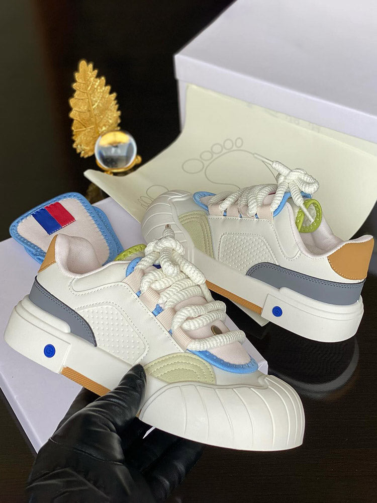 Color Contrast Rubber Toe Sneakers - Bold Muse Co