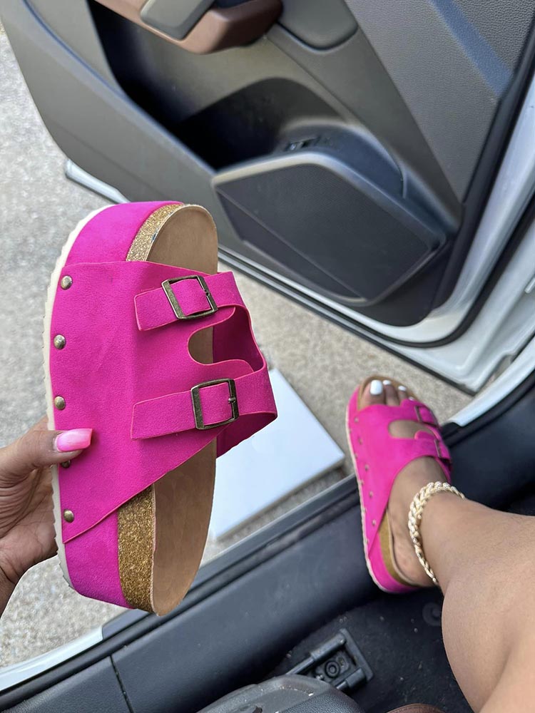 Double Buckle Strap Platform Sandals - Bold Muse Co