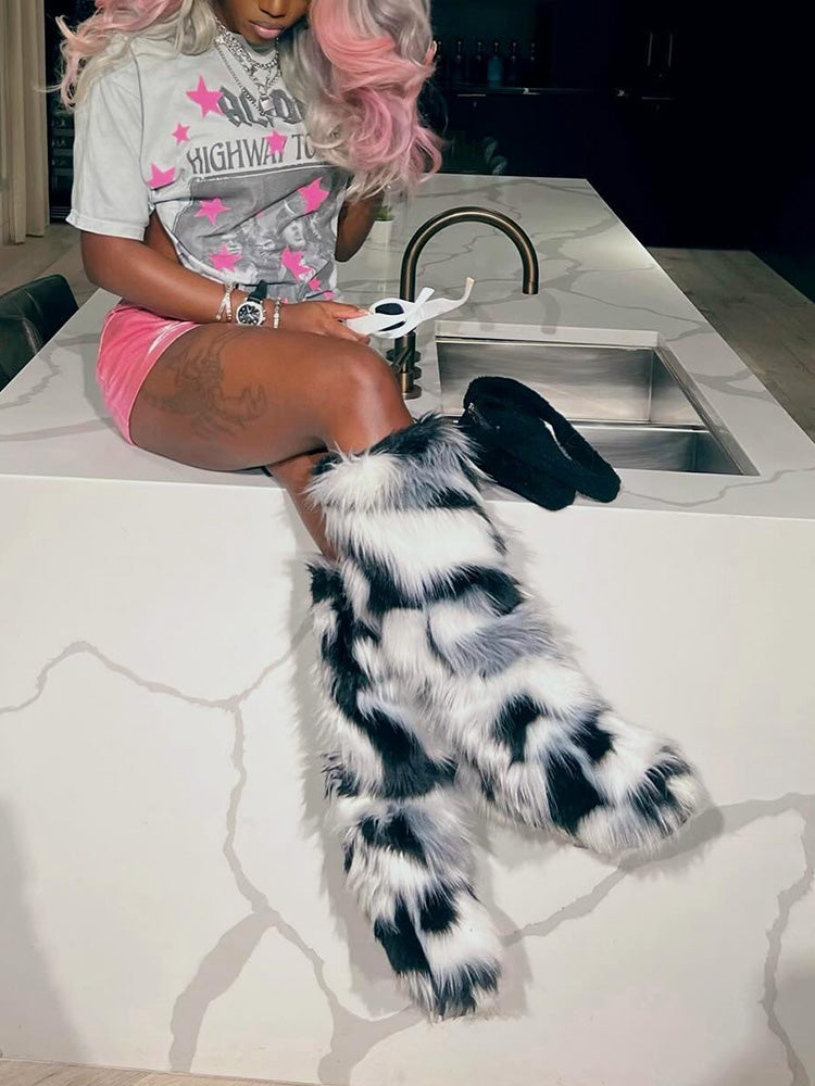 Faux Fur Statement Boots - Bold Muse Co