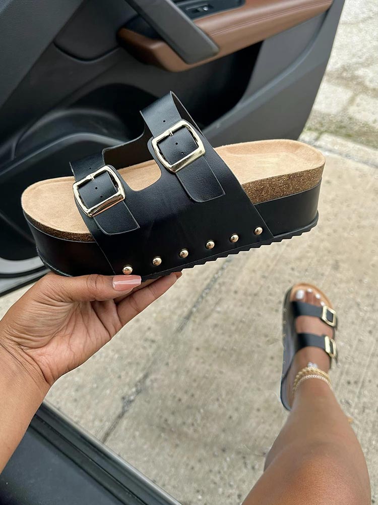 Double Buckle Strap Platform Sandals - Bold Muse Co