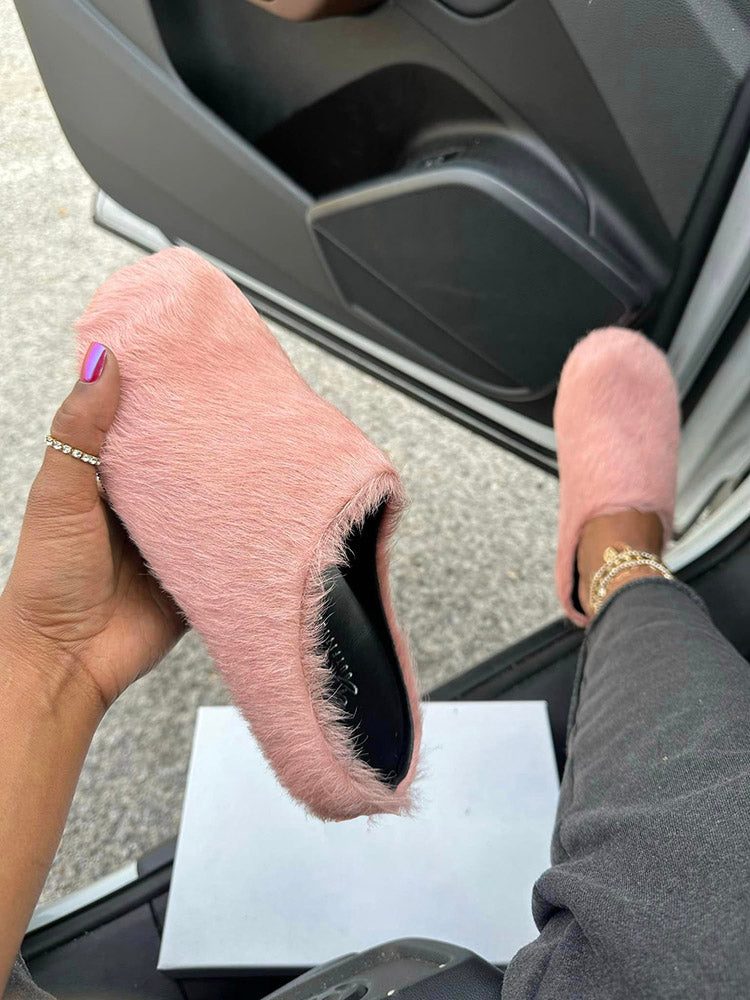 Fur Slip-On Flat Slides - Bold Muse Co