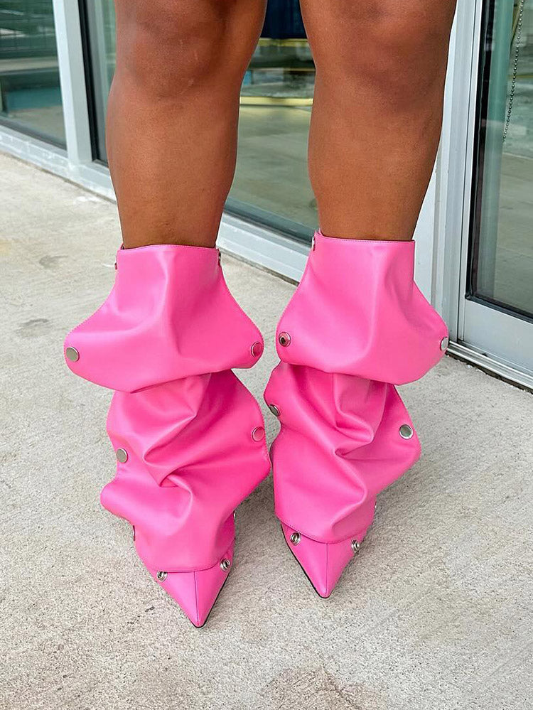 Leather Press Stud Ankle Boots - Bold Muse Co
