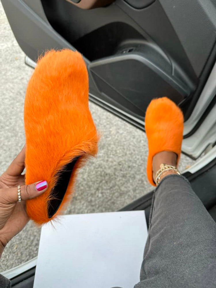 Fur Slip-On Flat Slides - Bold Muse Co