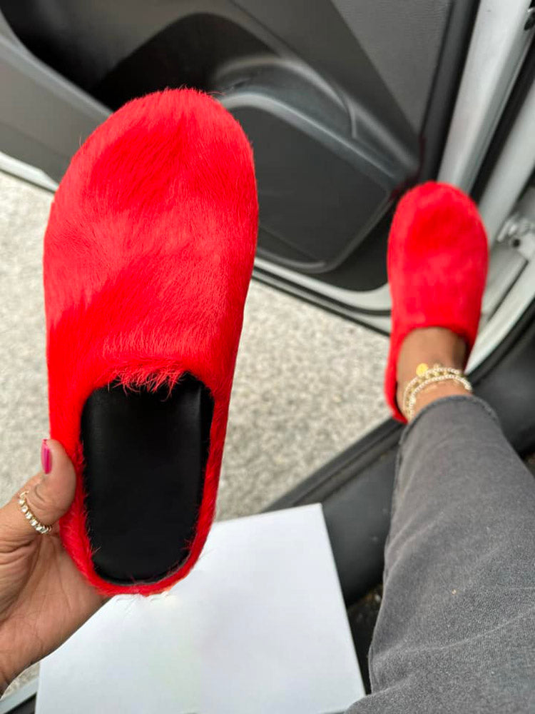 Fur Slip-On Flat Slides - Bold Muse Co