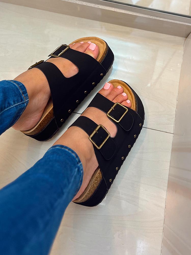 Double Buckle Strap Platform Sandals - Bold Muse Co