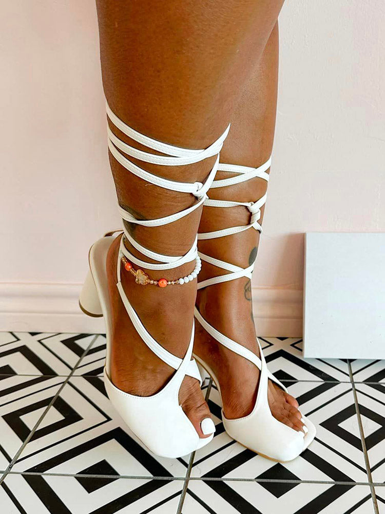 Open Toe Lace-Up Sandals - Bold Muse Co
